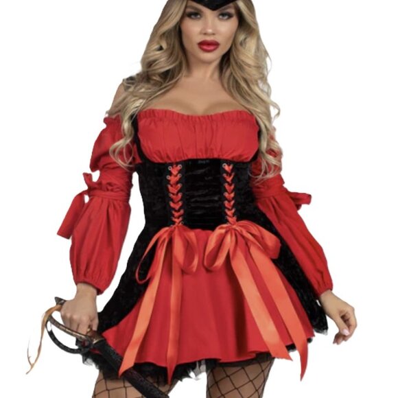 Leg Avenue Red and Black Mini Dress - Picture 1 of 16